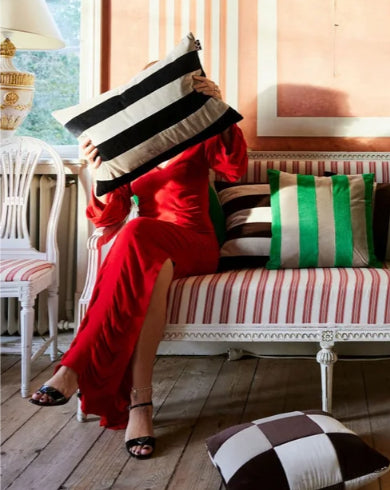 Pillow Pathi L Black/beige